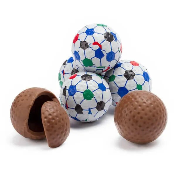 Madelaine Foiled Milk Chocolate 1.5-Inch Sports Balls Candy - Soccer Balls: 36-Piece Tub