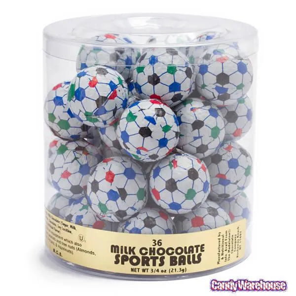 Madelaine Foiled Milk Chocolate 1.5-Inch Sports Balls Candy - Soccer Balls: 36-Piece Tub