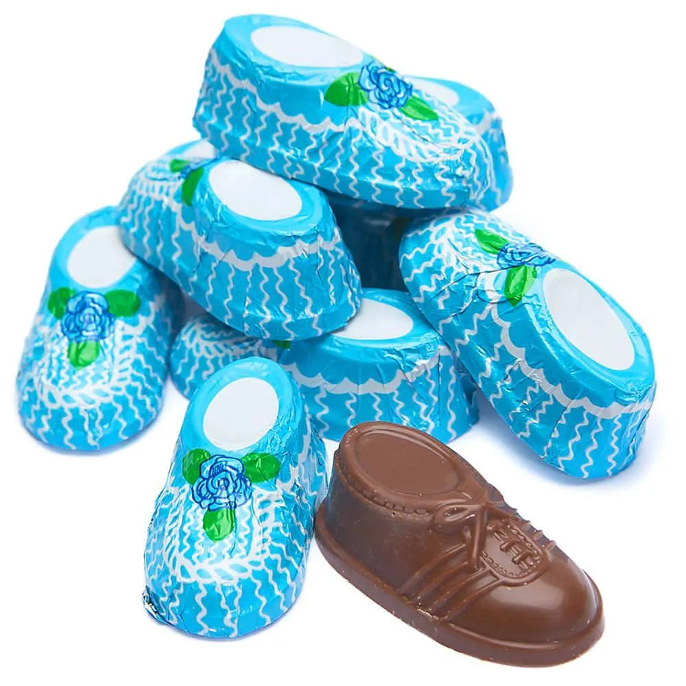 Madelaine Foiled Milk Chocolate Baby Booties - Boy: 64-Piece Box