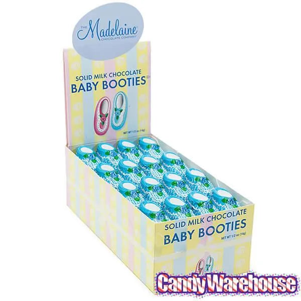 Madelaine Foiled Milk Chocolate Baby Booties - Boy: 64-Piece Box