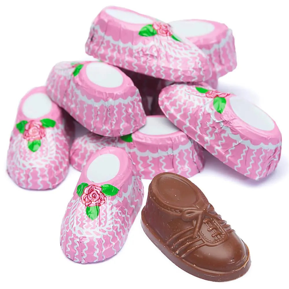 Madelaine Foiled Milk Chocolate Baby Booties - Girl: 64-Piece Box