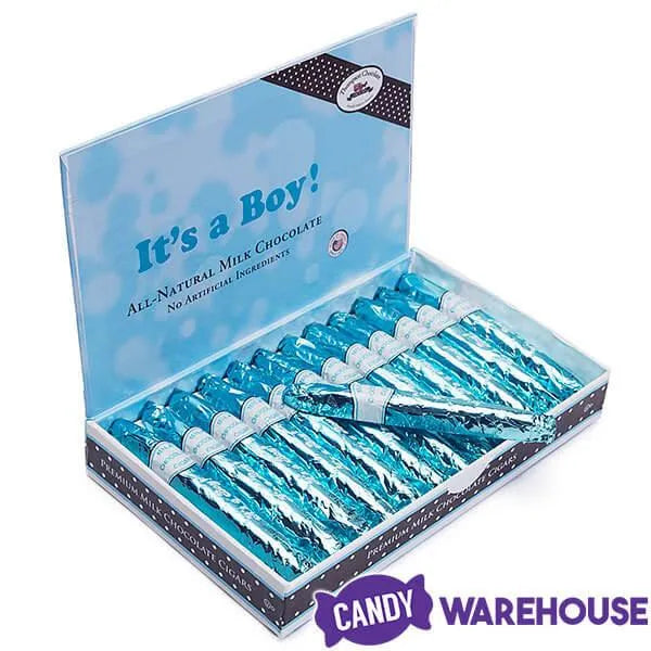 Madelaine Foiled Milk Chocolate Cigars - Boy: 24-Piece Box