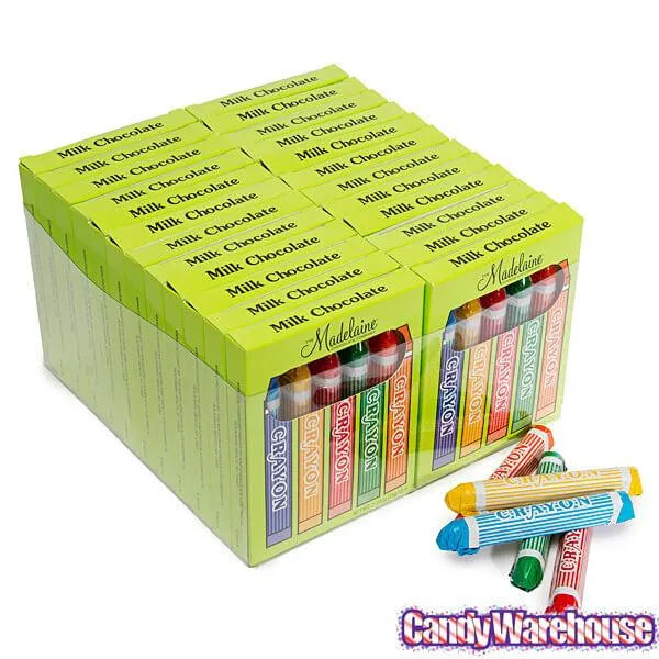 Madelaine Foiled Milk Chocolate Crayons 5-Packs: 24-Piece Box