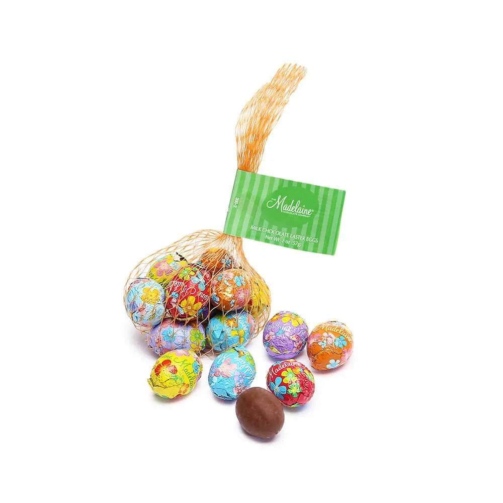 Madelaine Foiled Milk Chocolate Easter Eggs 2-Ounce Mesh Bags: 24-Piece Tub