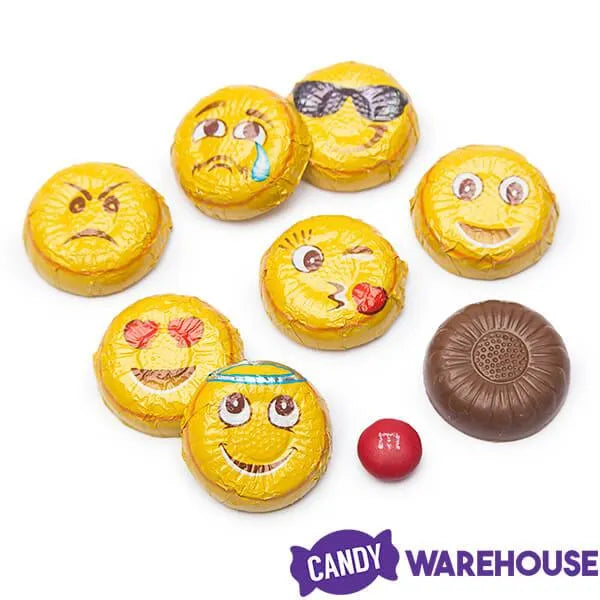 Madelaine Foiled Milk Chocolate Emoji Candy Rounds: 5LB Bag