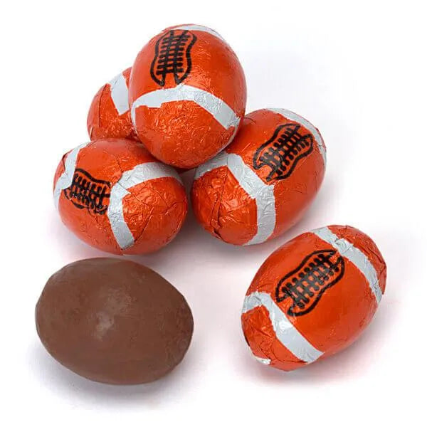 Madelaine Foiled Milk Chocolate Footballs: 5LB Bag