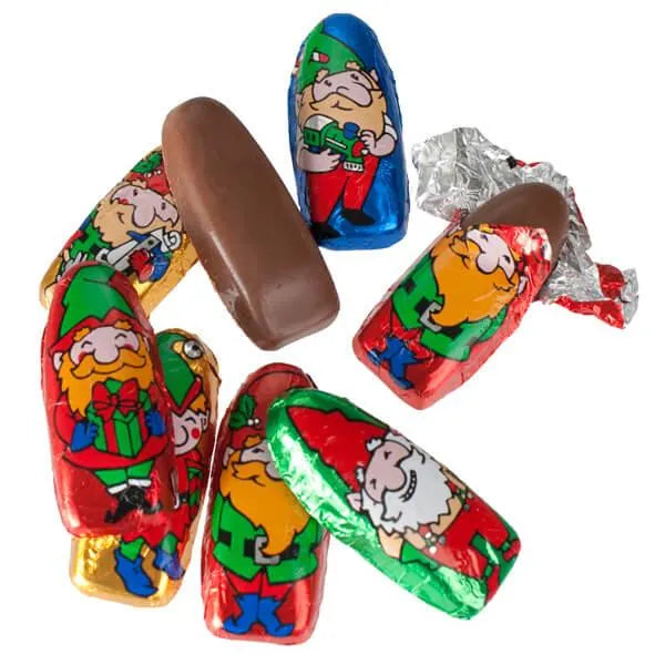 Madelaine Foiled Milk Chocolate Mini Santas & Elves Christmas Candy: 5LB Bag