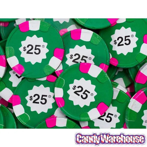 Madelaine Foiled Milk Chocolate Poker Chips - $25 Green: 5LB Bag