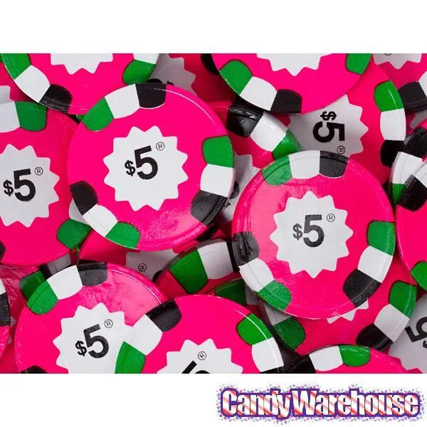 Madelaine Foiled Milk Chocolate Poker Chips - $5 Pink: 5LB Bag