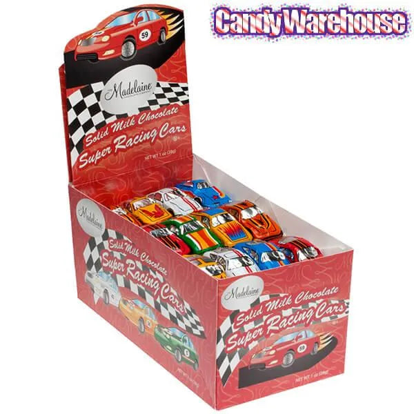 Madelaine Foiled Milk Chocolate Race Cars: 60-Piece Display