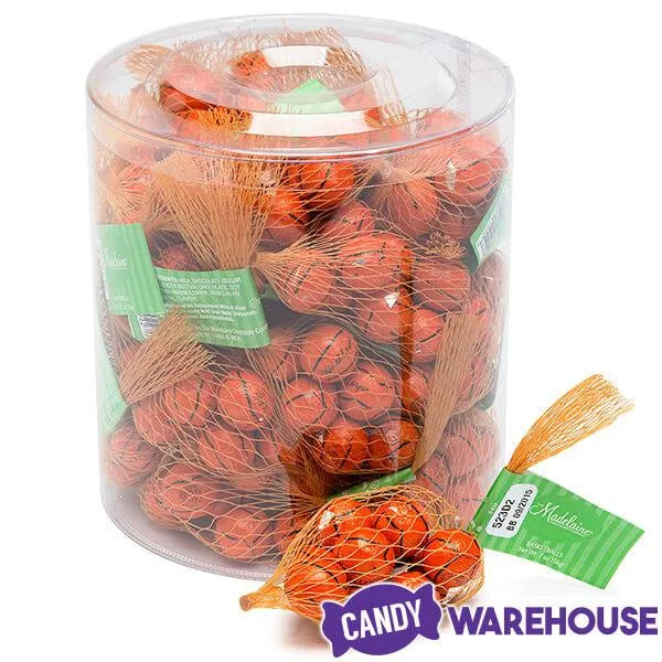 Madelaine Foiled Milk Chocolate Sports Balls 2-Ounce Mesh Bags - Basketball: 24-Piece Tub