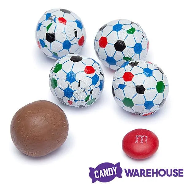 Madelaine Foiled Milk Chocolate Sports Balls 2-Ounce Mesh Bags - Soccer: 24-Piece Tub