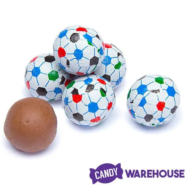 Madelaine Foiled Milk Chocolate Sports Balls 2-Ounce Mesh Bags - Soccer: 24-Piece Tub