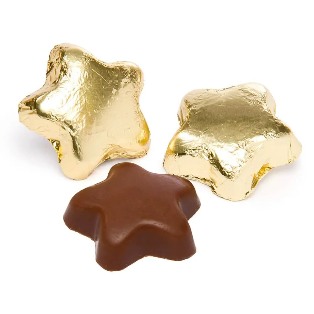 Madelaine Foiled Milk Chocolate Stars - Gold: 5LB Bag