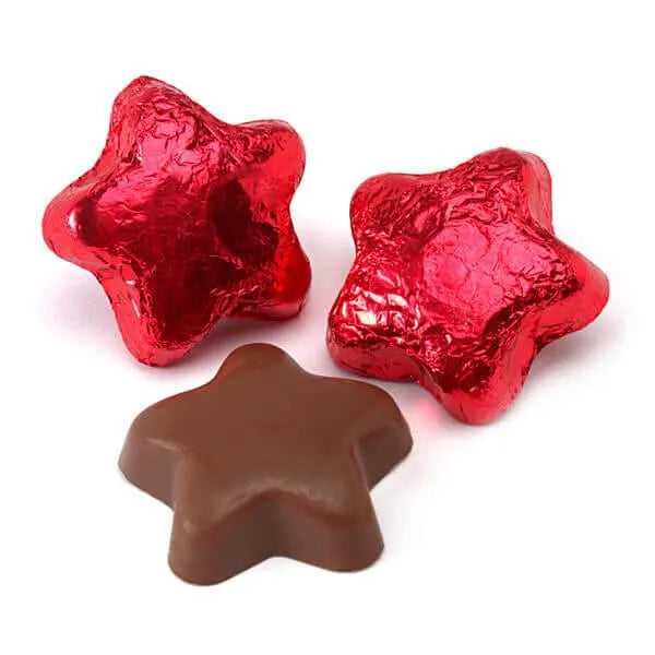 Madelaine Foiled Milk Chocolate Stars - Red: 5LB Bag