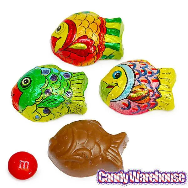 Madelaine Foiled Milk Chocolate Tropical Fish 2-Ounce Mesh Bags: 24-Piece Tub