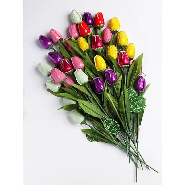 Madelaine Foiled Milk Chocolate Tulips Candy: 6-Piece Bouquet