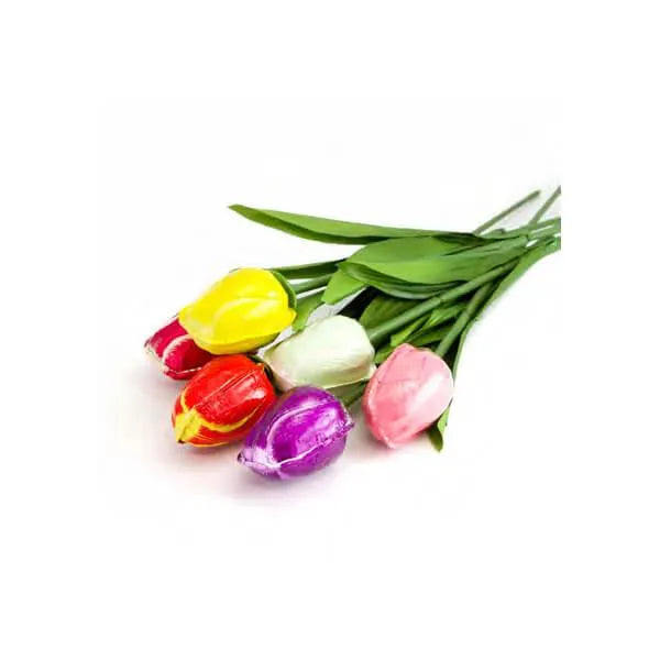 Madelaine Foiled Milk Chocolate Tulips Candy: 6-Piece Bouquet