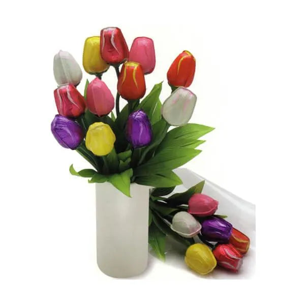 Madelaine Foiled Milk Chocolate Tulips Candy: 6-Piece Bouquet