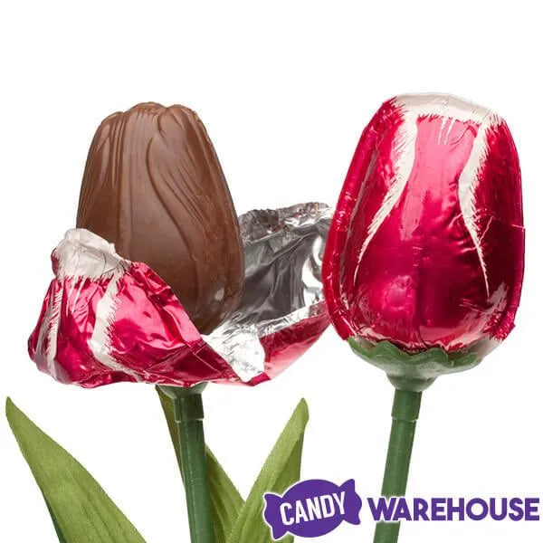 Madelaine Foiled Milk Chocolate Tulips Candy: 6-Piece Bouquet