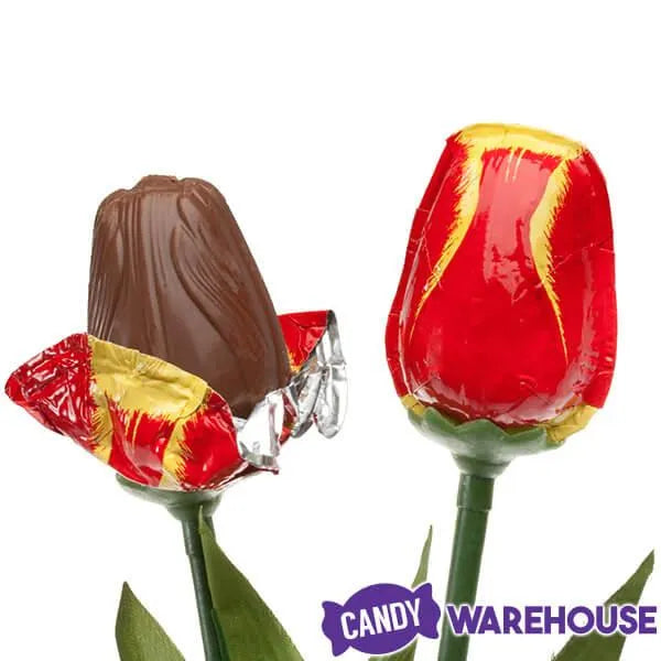 Madelaine Foiled Milk Chocolate Tulips Candy: 6-Piece Bouquet