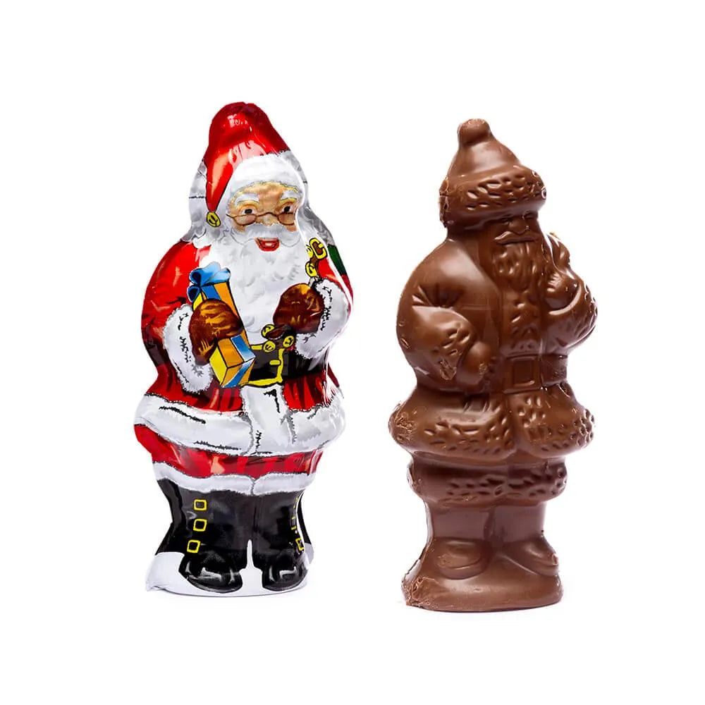 Madelaine Foiled Semi-Solid Milk Chocolate Santas: 12-Piece Display