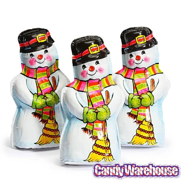 Madelaine Foiled Semi-Solid Milk Chocolate Snowmen: 12-Piece Display