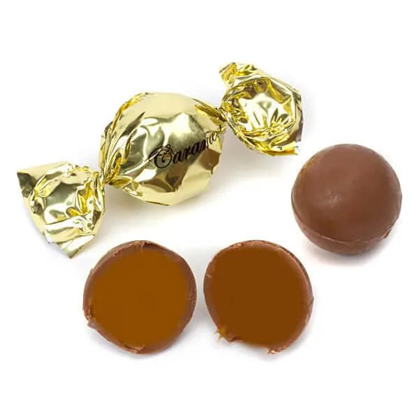 Madelaine Gold Foiled Caramel Filled Chocolate Truffles: 30-Piece Tub