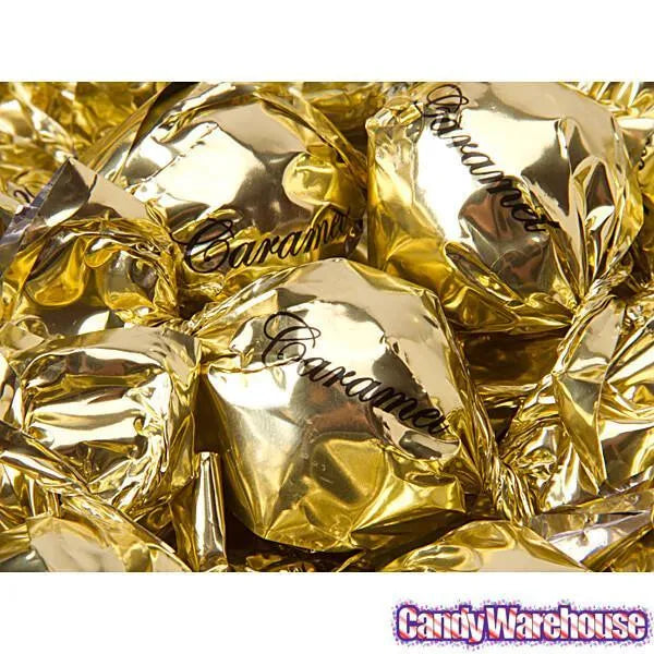 Madelaine Gold Foiled Caramel Filled Chocolate Truffles: 30-Piece Tub