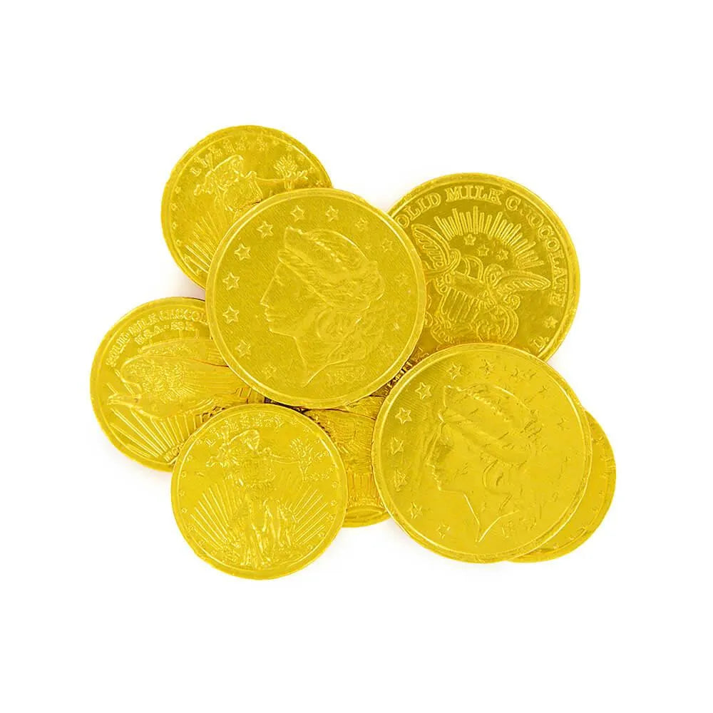 Madelaine Gold Foiled Milk Chocolate Coins - Assorted: 5LB Bag