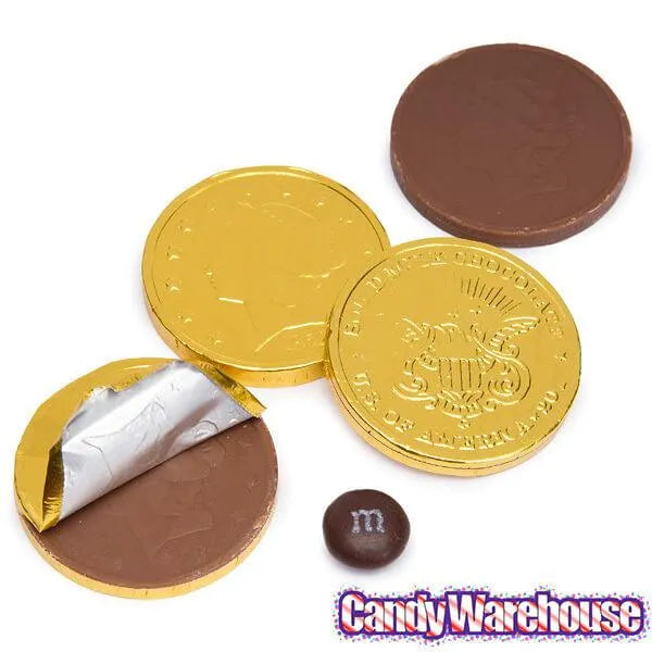 Madelaine Gold Foiled Milk Chocolate Coins - Large: 5LB Bag