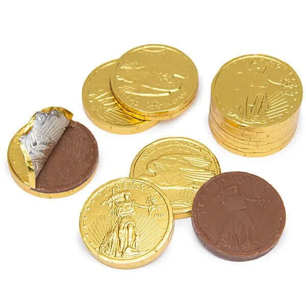 Madelaine Gold Foiled Milk Chocolate Coins - Medium: 5LB Bag