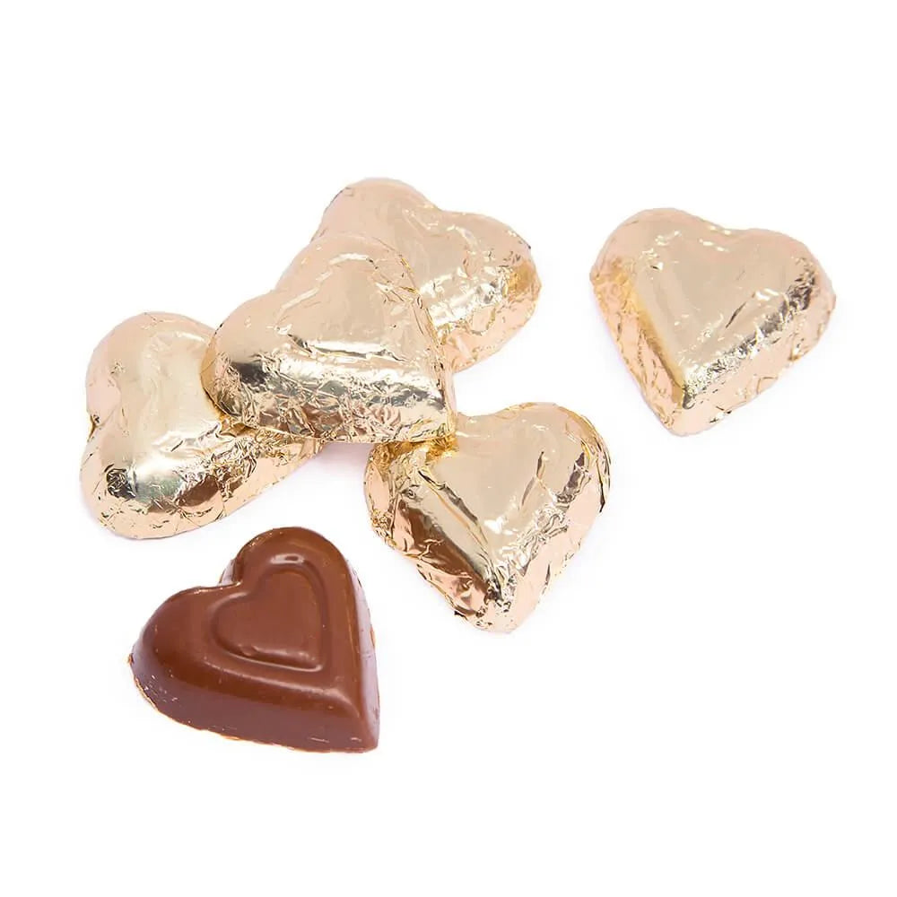 Madelaine Gold Foiled Milk Chocolate Hearts: 5LB Bag