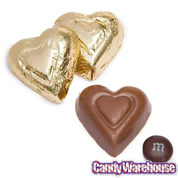 Madelaine Gold Foiled Milk Chocolate Hearts: 5LB Bag