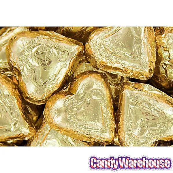 Madelaine Gold Foiled Milk Chocolate Hearts: 5LB Bag