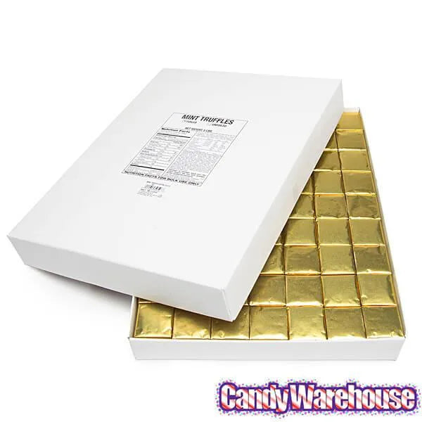 Madelaine Gold Foiled Mint Truffle Dark Chocolate Squares: 5LB Box