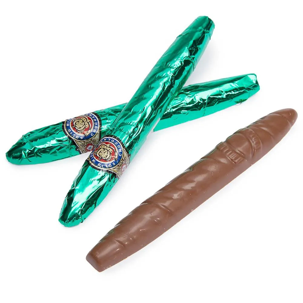 Madelaine Green Foiled Milk Chocolate Cigars: 24-Piece Box