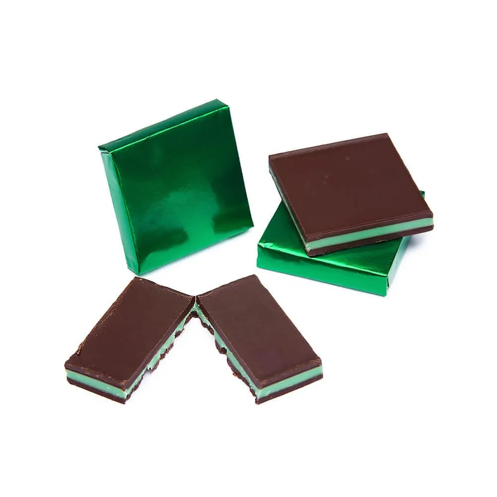 Madelaine Green Foiled Mint Dark Chocolate Squares: 5LB Box