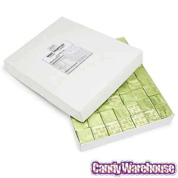 Madelaine Light Green Foiled Mint Truffle Dark Chocolate Squares: 5LB Box