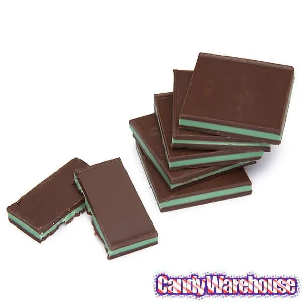 Madelaine Light Green Foiled Mint Truffle Dark Chocolate Squares: 5LB Box