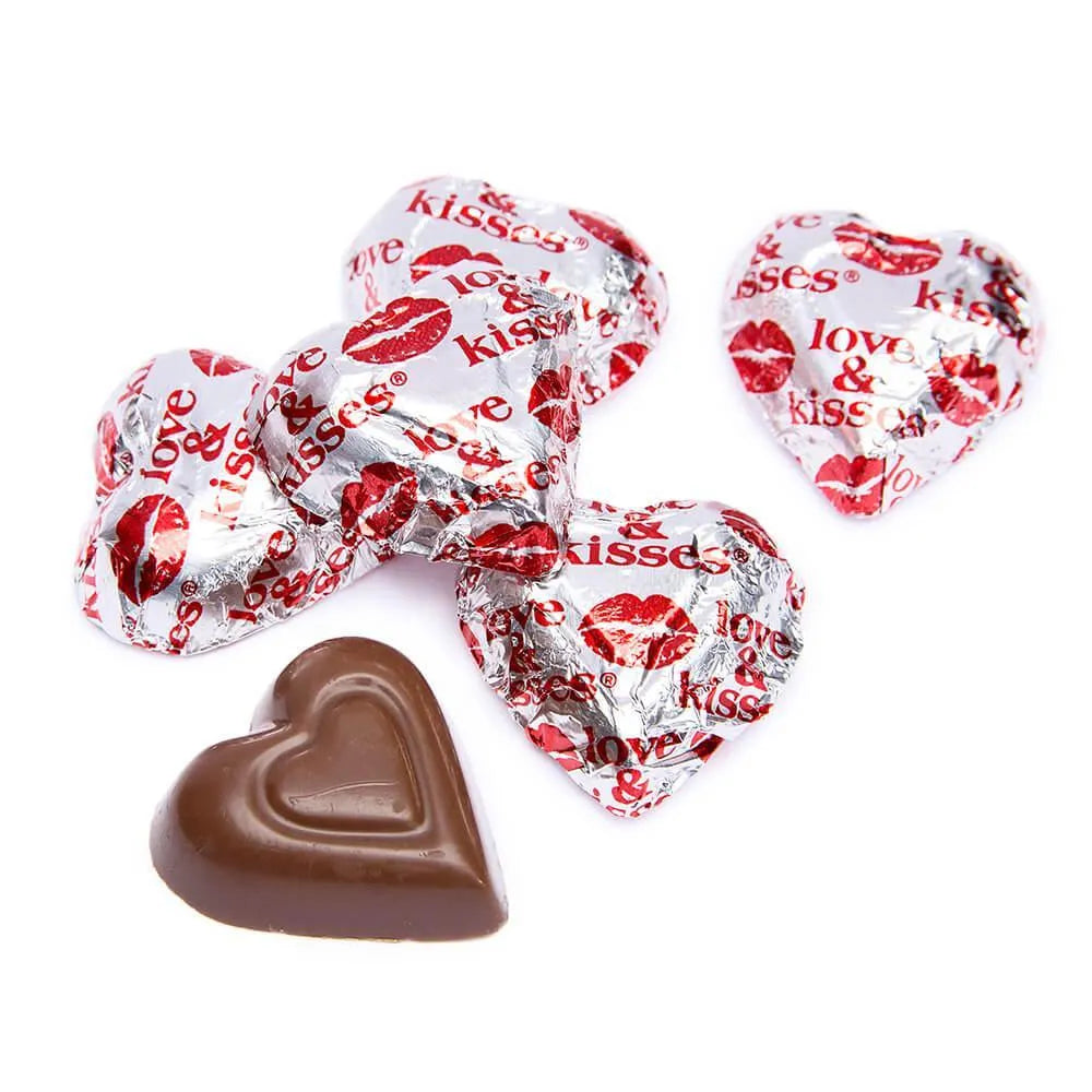 Madelaine Love and Kisses Foiled Milk Chocolate Hearts: 5LB Box