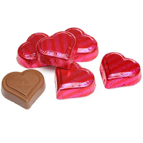 Madelaine Pink and Red Foiled Caramel Filled Chocolate Hearts: 40-Piece Tub