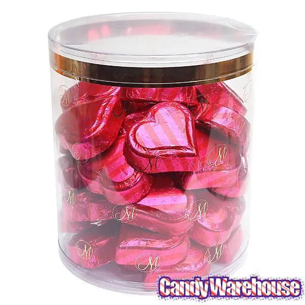 Madelaine Pink and Red Foiled Caramel Filled Chocolate Hearts: 40-Piece Tub