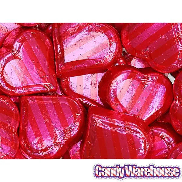 Madelaine Pink and Red Foiled Caramel Filled Chocolate Hearts: 40-Piece Tub