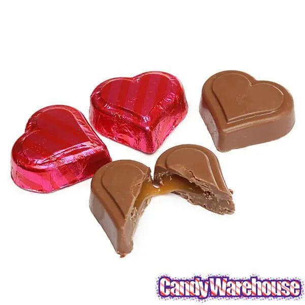 Madelaine Pink and Red Foiled Caramel Filled Chocolate Hearts: 40-Piece Tub