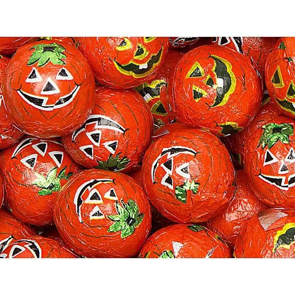 Madelaine Pumpkin Foiled Crisp Chocolate Balls: 5LB Bag