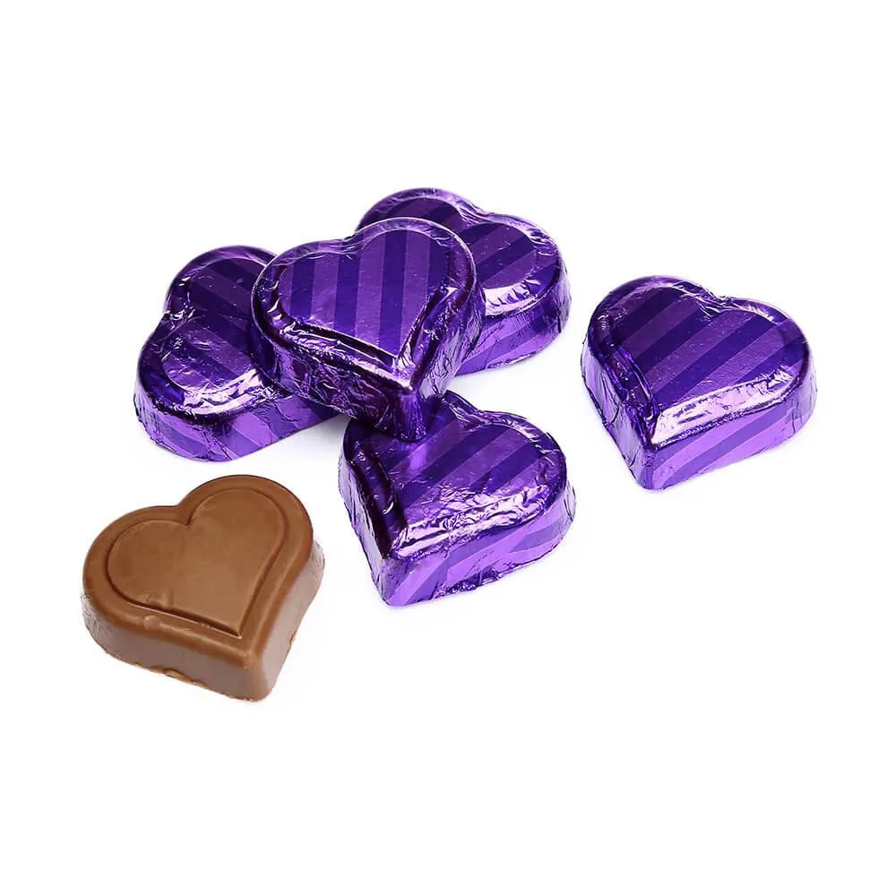 Madelaine Purple Foiled Peanut Butter Filled Chocolate Hearts: 40-Piece Tub