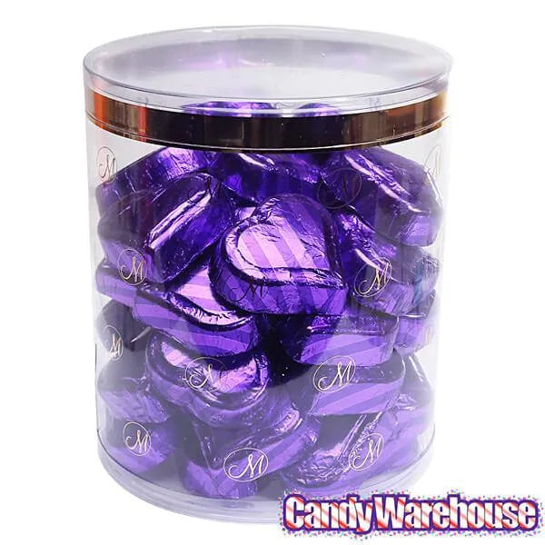 Madelaine Purple Foiled Peanut Butter Filled Chocolate Hearts: 40-Piece Tub