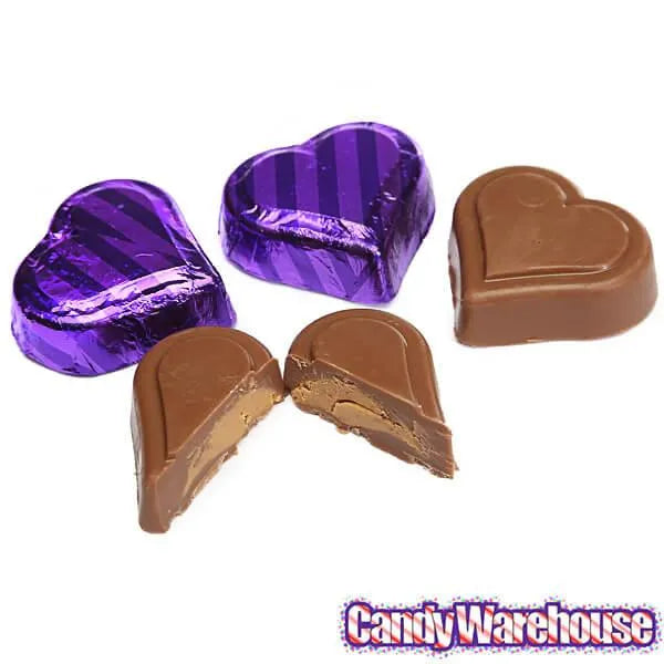 Madelaine Purple Foiled Peanut Butter Filled Chocolate Hearts: 40-Piece Tub