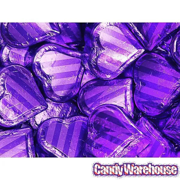 Madelaine Purple Foiled Peanut Butter Filled Chocolate Hearts: 40-Piece Tub